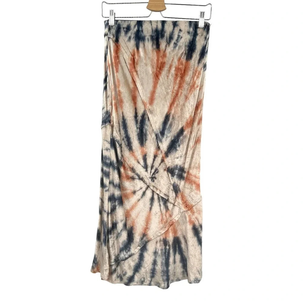 Free People Serious Swagger Tie Dye Skirt Crushed Velvet Size‎ Small - Picture 2 of 12